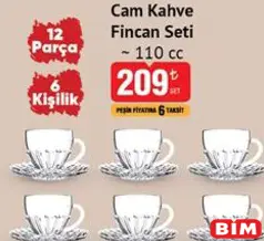 GLASS İN LOVE CAM KAHVE FİNCAN SETİ 12 PARÇA 6 KİŞİLİK 110 CC